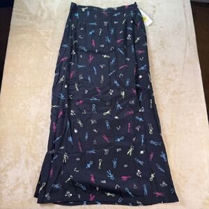 David Dart Sport Maxi‎ Skirt Black Novelty Print Outfit Colorful Medium
